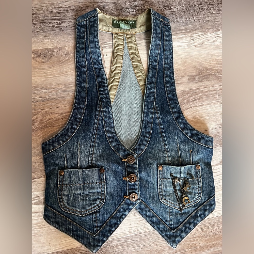 U.S. Polo Assn. Denim Blue Vest with Button Detail